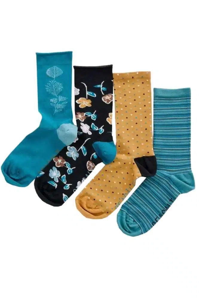 Seasalt Cornwall Women's Sailor Socks Lightweight Box O'4 Pressed Leaf Mix