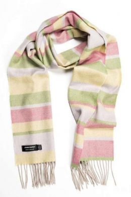 John Hanly Merino Luxury Wool Scarf Green Pink Yellow