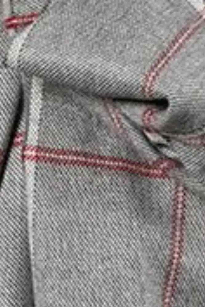 John Hanly Oversized Merino Scarf Grey Cream Red Check