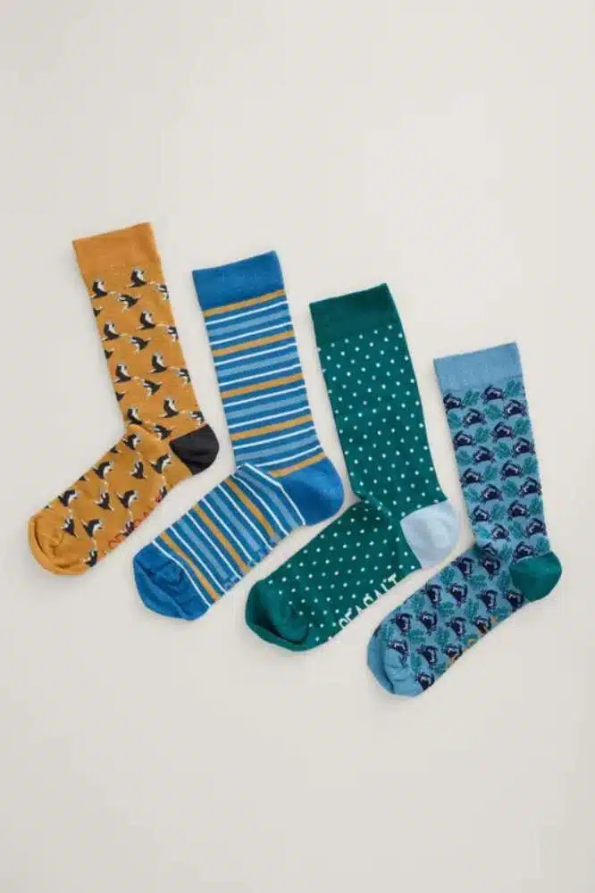 Seasalt Cornwall Men's Sailor Socks Postbox Friendly Porthgwarra Mix