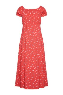 Zilch Dress Cap Sleeve Peaches Small True Red