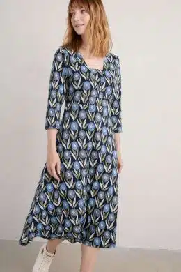 Seasalt Cornwall Waterfront Dress Textured Flower Head Maritime