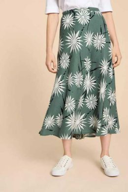 White Stuff Clemens Linen Blend Skirt Green Print- La Vie en Rose Damesmode