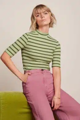 King Louie Turtle Top Seaside Stripe Dark Citron - La Vie en Rose Damesmode
