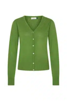 Very Cherry Lucia V Neck Cardigan Olive Green - La Vie en Rose Damesmode (1)