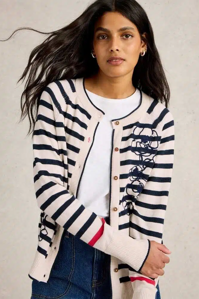 Lulu Embroidered Cardi White Multi - La Vie en Rose Damesmode