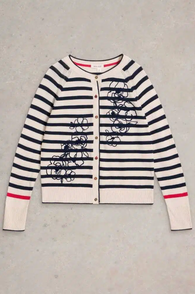 Lulu Embroidered Cardi White Multi - La Vie en Rose Damesmode