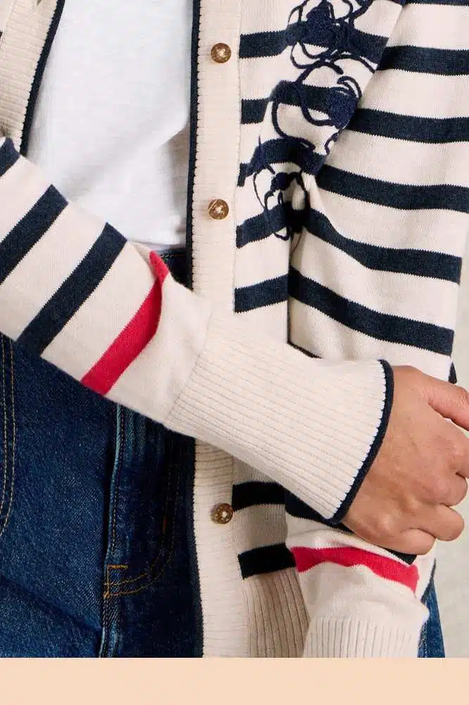 Lulu Embroidered Cardi White Multi - La Vie en Rose Damesmode