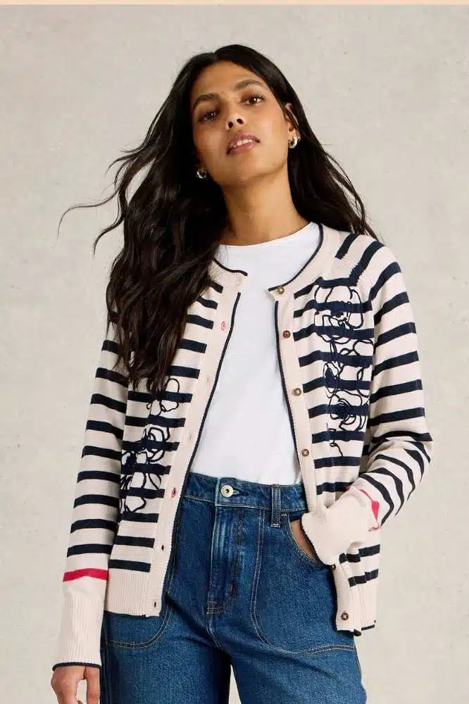 Lulu Embroidered Cardi White Multi - La Vie en Rose Damesmode