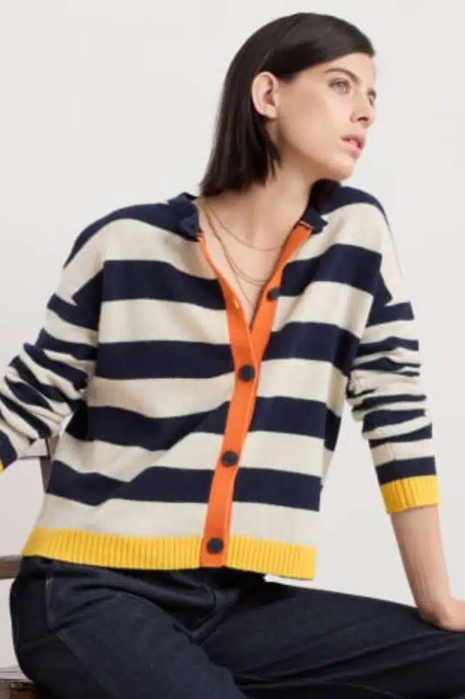 Seasalt Cornwall Pinwell Cardigan Bright Shape Maritime Mix - La Vie en Rose Damesmode