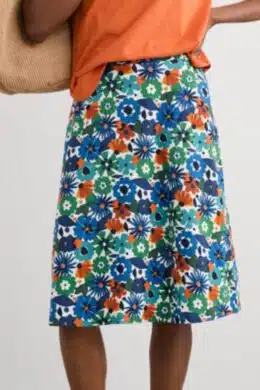 Seasalt Cornwall Rose Skirt Knee Screenprint Floral Chalk - La Vie en Rose Damesmode