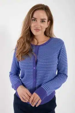 Danesaga Pearl Knit Cardigan Cold Purple Waterblue