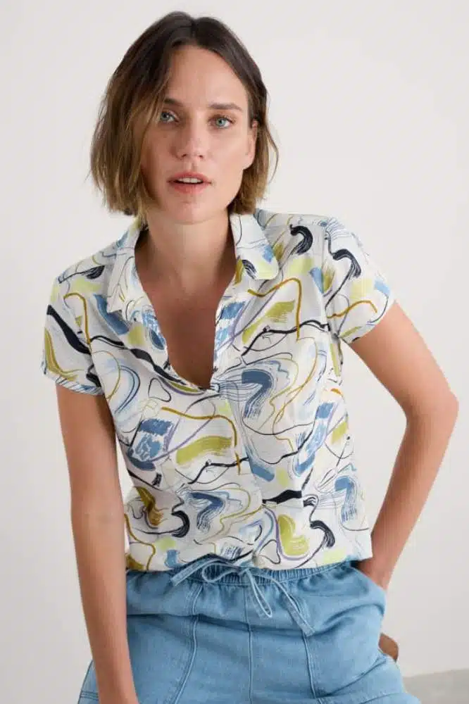 Seasalt Cornwall Rushmaker Shirt Porthmeor Sketch Chalk - La Vie en Rose Damesmode