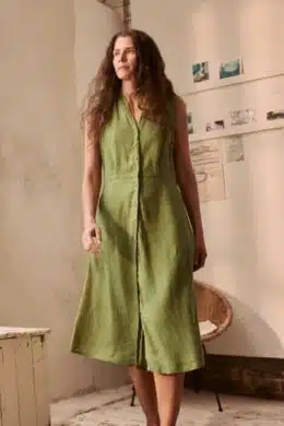 Seasalt Cornwall Sleeveless Carved Wood Dress Dark Citron - La Vie en Rose Damesmode