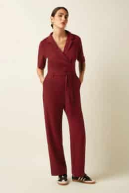 King Louie Doris Jumpsuit Woven Crepe Cabernet Red - La Vie en Rose Damesmode