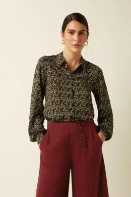 King Louie Maisie Blouse Mirth Jersey Rhubarb Red - La Vie en Rose Damesmode