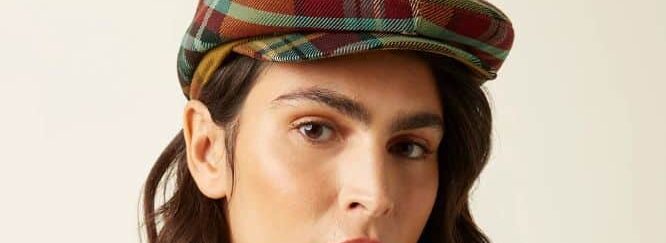 King Louie Peaky Cap Caroll Check Golden Brown - La Vie en Rose Damesmode