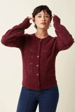 King Louie Raglan Cardi Bernard Cabernet Red- La Vie en Rose Damesmode