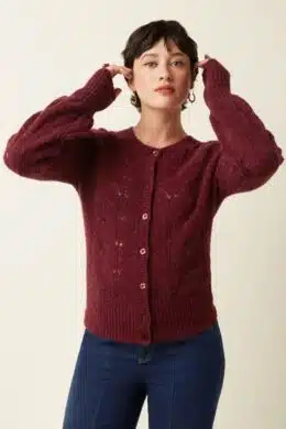 King Louie Raglan Cardi Bernard Cabernet Red- La Vie en Rose Damesmode
