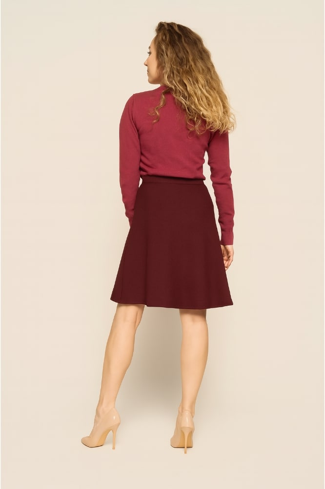 Very Cherry A-Line Skirt Burgundy Jersey Crepe - La Vie en Rose Damesmode