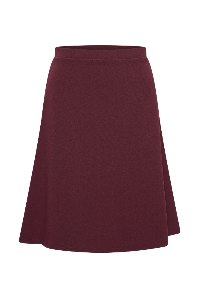 Very Cherry A-Line Skirt Burgundy Jersey Crepe - La Vie en Rose Damesmode