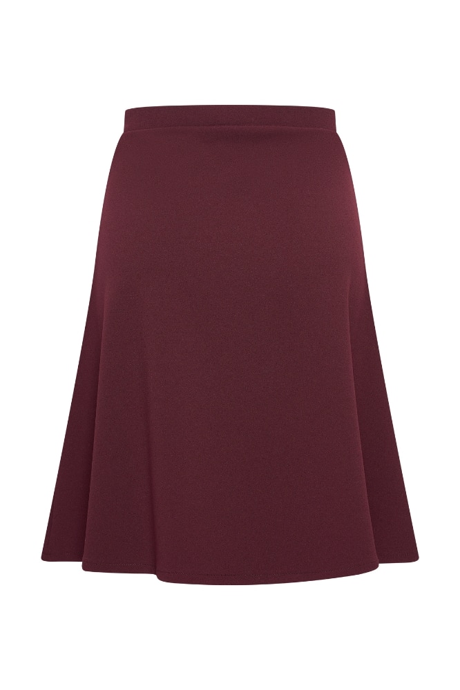 Very Cherry A-Line Skirt Burgundy Jersey Crepe - La Vie en Rose Damesmode