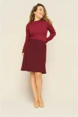Very Cherry A-Line Skirt Burgundy Jersey Crepe - La Vie en Rose Damesmode