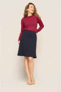 Very Cherry A-Line Skirt Navy Jersey Crepe - La Vie en Rose Damesmode