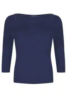 Very Cherry Boatneck Top Navy Tricot Deluxe - La Vie en Rose Damesmode