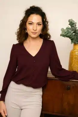 Very Cherry Celia Blouse Grape Tricot Deluxe - La Vie en Rose Damesmode