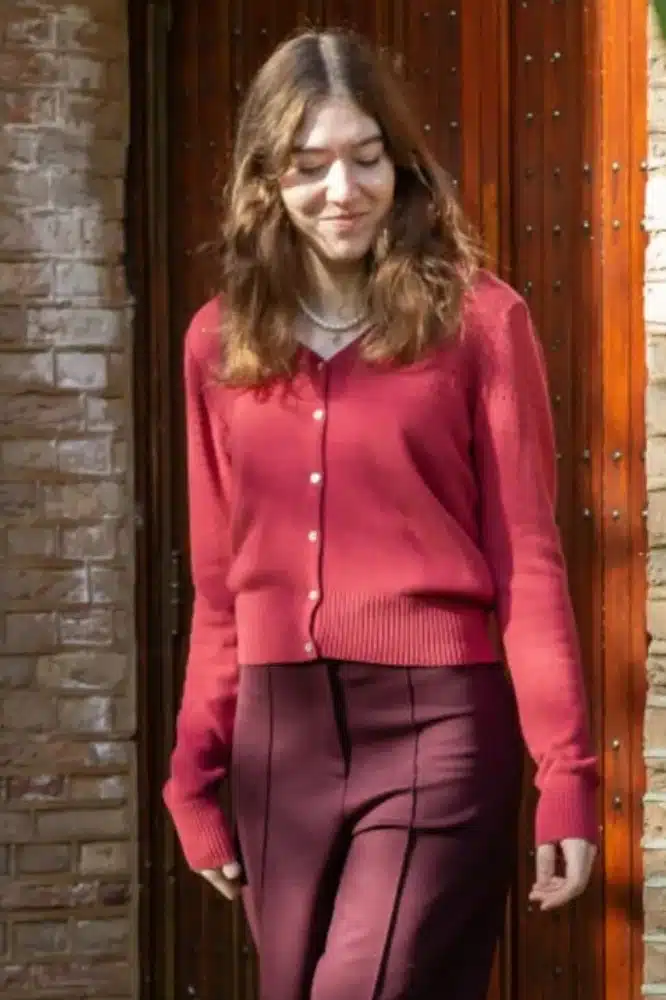 Very Cherry Lucia V Neck Cardigan Marsala- La Vie en Rose Damesmode