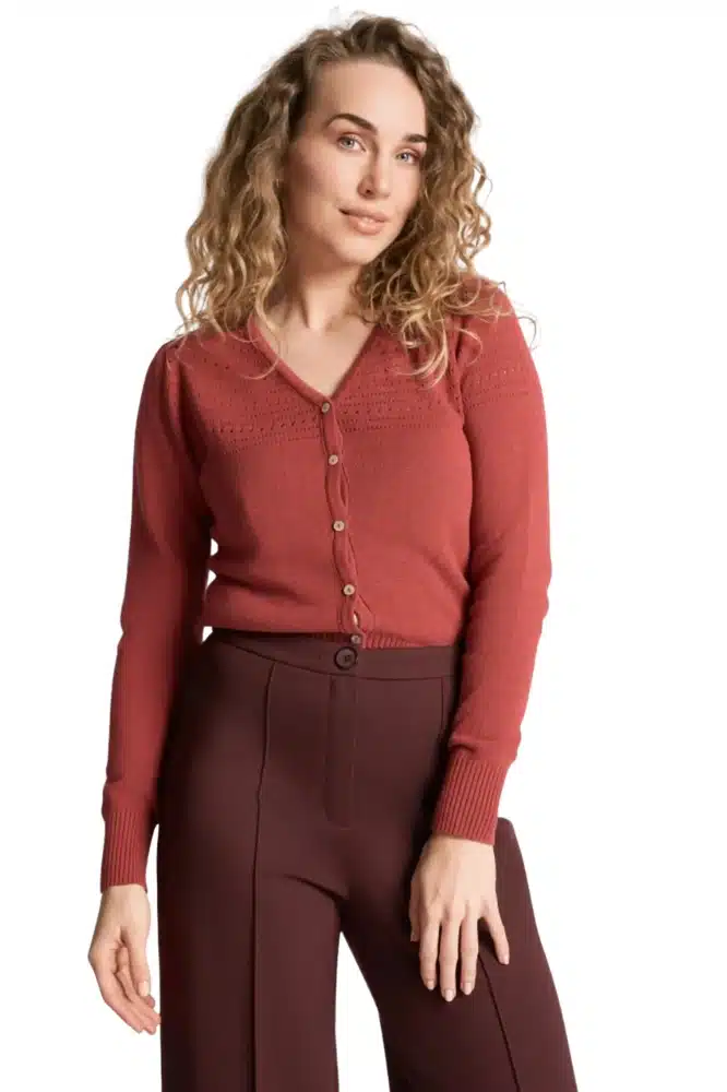 Very Cherry Lucia V Neck Cardigan Marsala- La Vie en Rose Damesmode