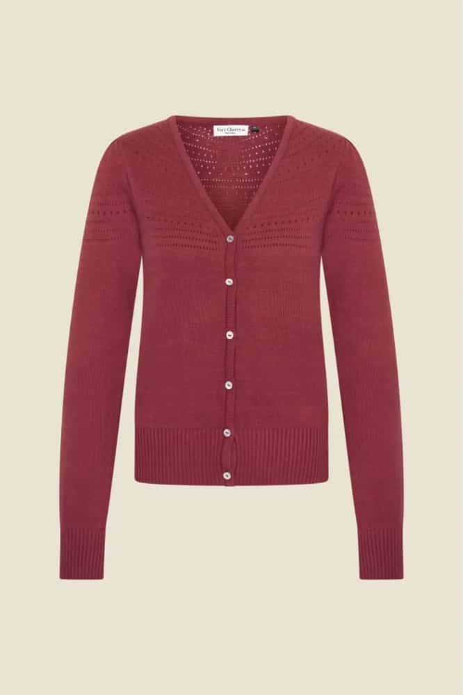 Very Cherry Lucia V Neck Cardigan Marsala- La Vie en Rose Damesmode