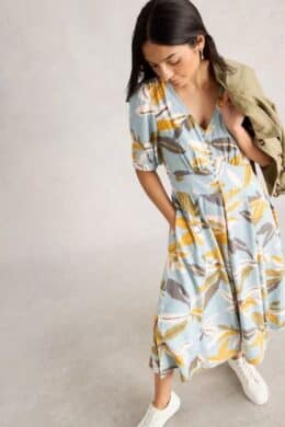 White Stuff Hazel Bias Cut Dress Blue Multi - La Vie en Rose Damesmode