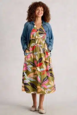 White Stuff Lucy Midi Dress Green Multi - La Vie en Rose Damesmode