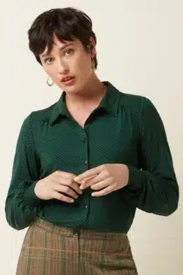 King Louie Maisie Blouse Piper Botanical Green - La Vie en Rose Damesmode