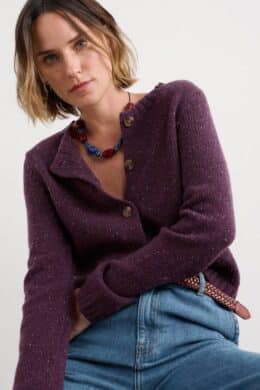 Seasalt Cornwall Dawson Pick Cardigan Merino Grape - La Vie en Rose Damesmode