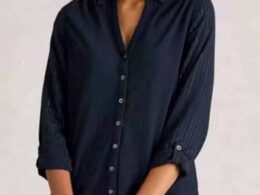 White Stuff Annie Printed Sparkle Shirt Navy Print - La Vie en Rose Damesmode