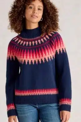 White Stuff Fiona Fair Isle Jumper Navy Multi - La Vie en Rose Damesmode