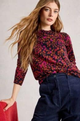 White Stuff Katie Print Jumper Navy Print - La Vie en Rose Damesmode