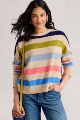 White Stuff Kitty Stripe Cashmere Jumper Nat Multi - La Vie en Rose Damesmode