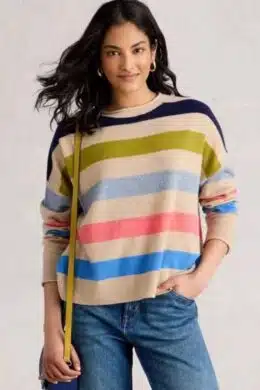 White Stuff Kitty Stripe Cashmere Jumper Nat Multi - La Vie en Rose Damesmode