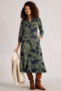 White Stuff Rua Jersey Shirt Dress Green Print - La Vie en Rose Damesmode