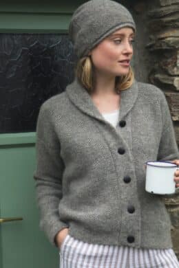 Fisherman out of Ireland Shawl Collar Cardie Tuck Baby Alpaca Smoke - La Vie en Rose Damesmode Enkhuizen