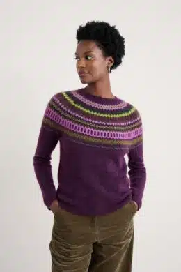 Seasalt Cornwall Annik Fair Isle Jumper Modernist Grape Oak Mix - La Vie en Rose Damesmode Enkhuizen