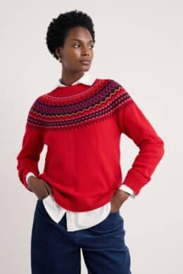 Seasalt Cornwall Gurnard's Head Jumper Windward Carmine Multi - La Vie en Rose Damesmode Enkhuizen