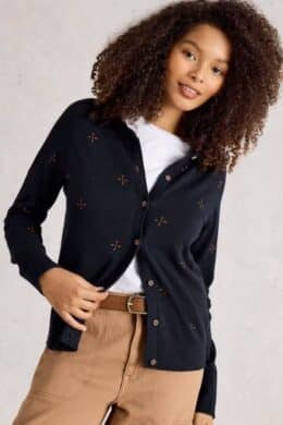 White Stuff Lulu Embroidered Cardi Navy Multi - La Vie en Rose Damesmode