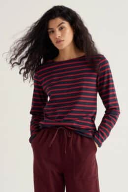 Sailor Shirt Breton Maritime Deep Rust - La Vie en Rose Damesmode Enkhuizen