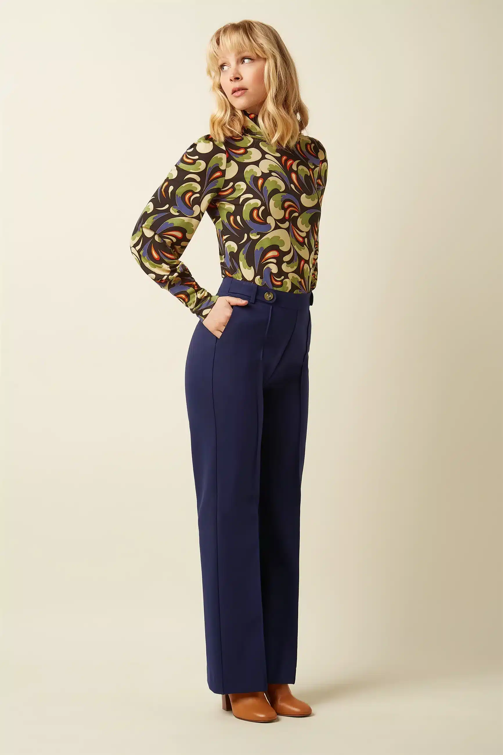 King Louie Garbo Pintuck Pants Uni Rodeo Evening Blue