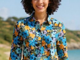 Seasalt Cornwall Larissa Shirt Citrus Floral Poseidon